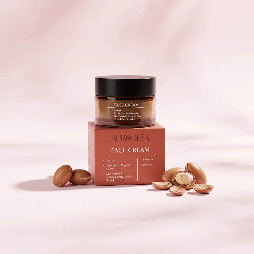 Aurodhea Gesichtscreme mit Vitamin E, Hyaluronsäure, Jojobaöl & Arganöl