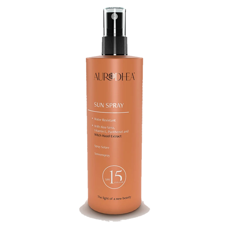 Aurodhea Sonnenspray Lsf 15 mit Aloe Vera, Vitamin E, Panthenol & Hamamelisextrakt