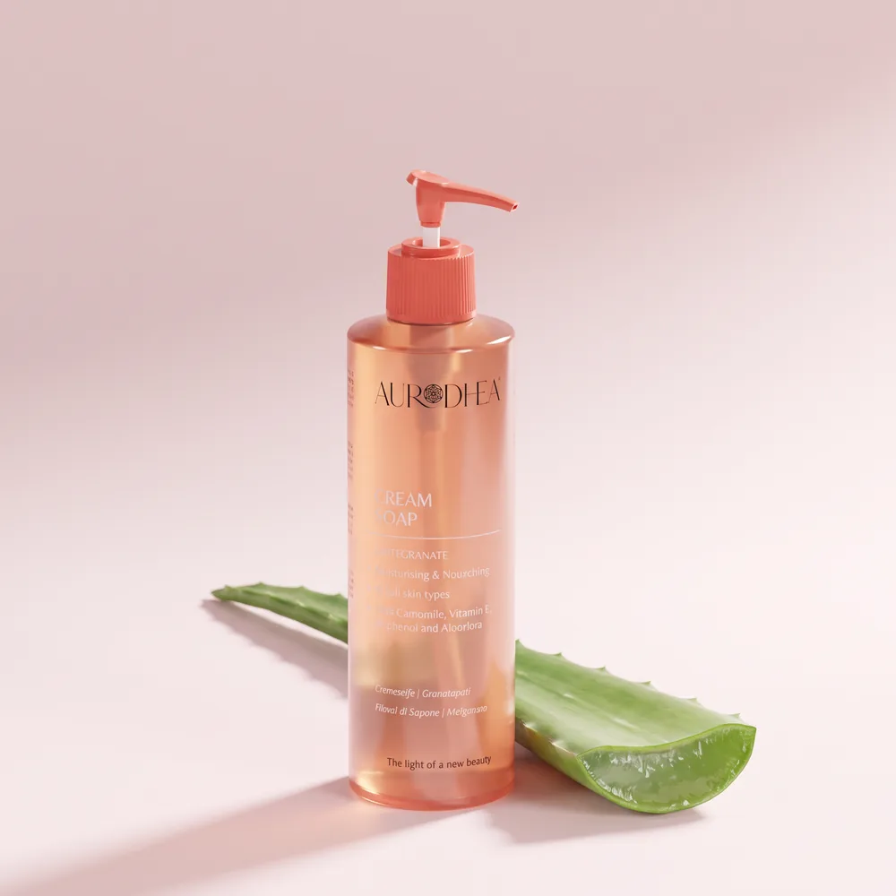 Aurodhea Cremeseife mit Vitamin E, Panthenol, Aloe Vera & Kamille – Granatapfel