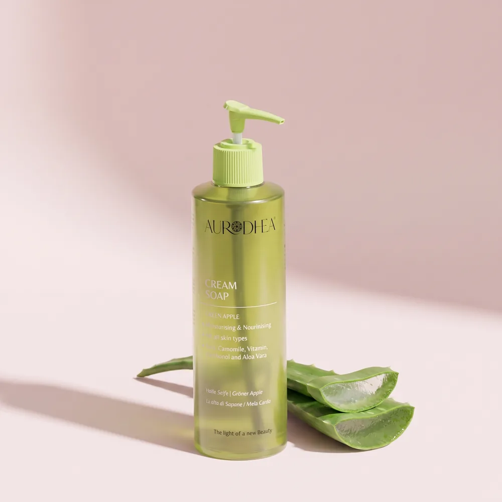 Aurodhea Cremeseife mit Vitamin E, Panthenol, Aloe Vera & Kamille – Grüner Apfel
