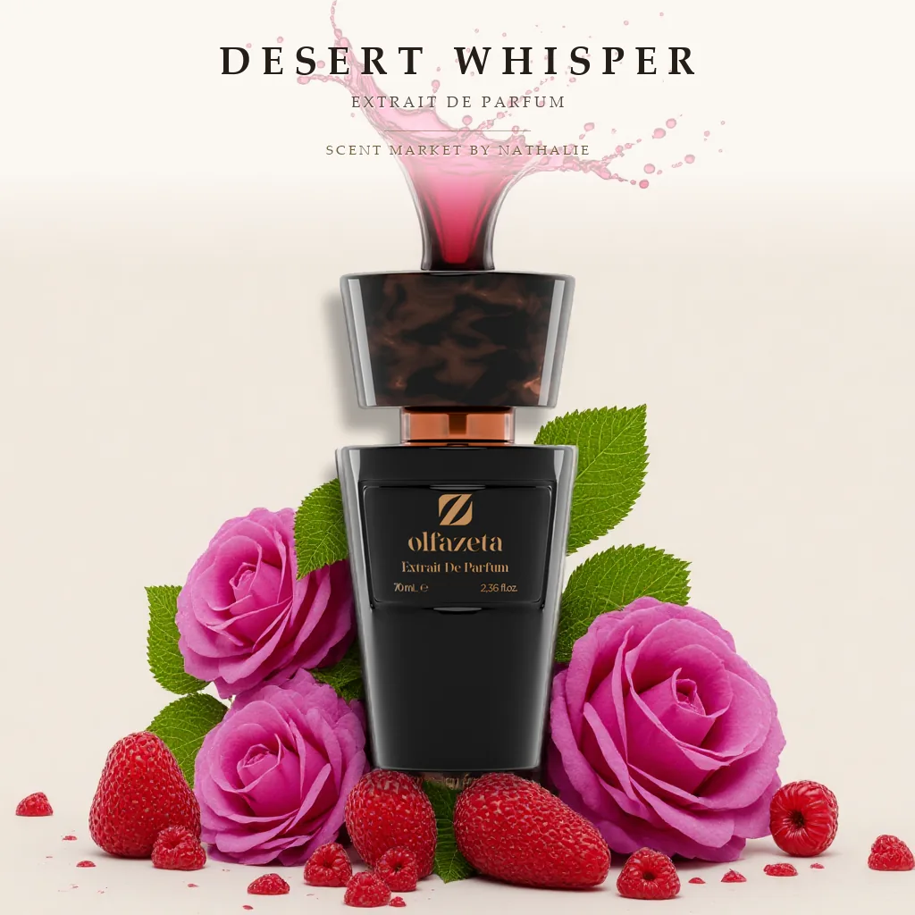 Desert Whisper – Flakon mit den Zutaten seiner Duftnoten