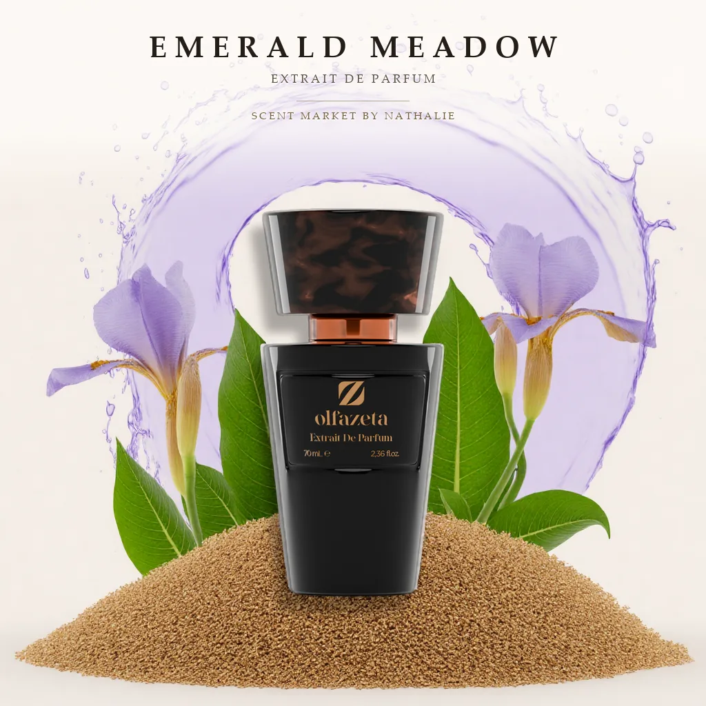 Emerald Meadow – Flakon mit den Zutaten seiner Duftnoten