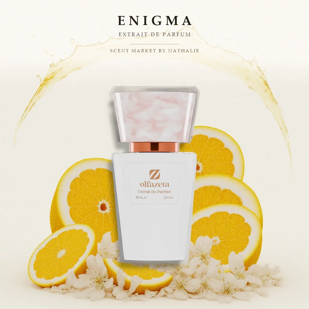 Enigma – Flakon mit den Zutaten seiner Duftnoten