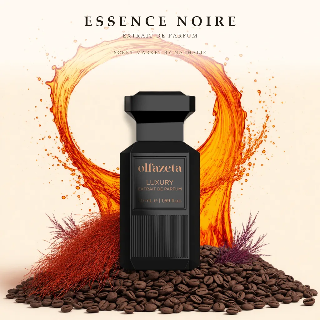 Essence Noire – Flakon mit den Zutaten seiner Duftnoten