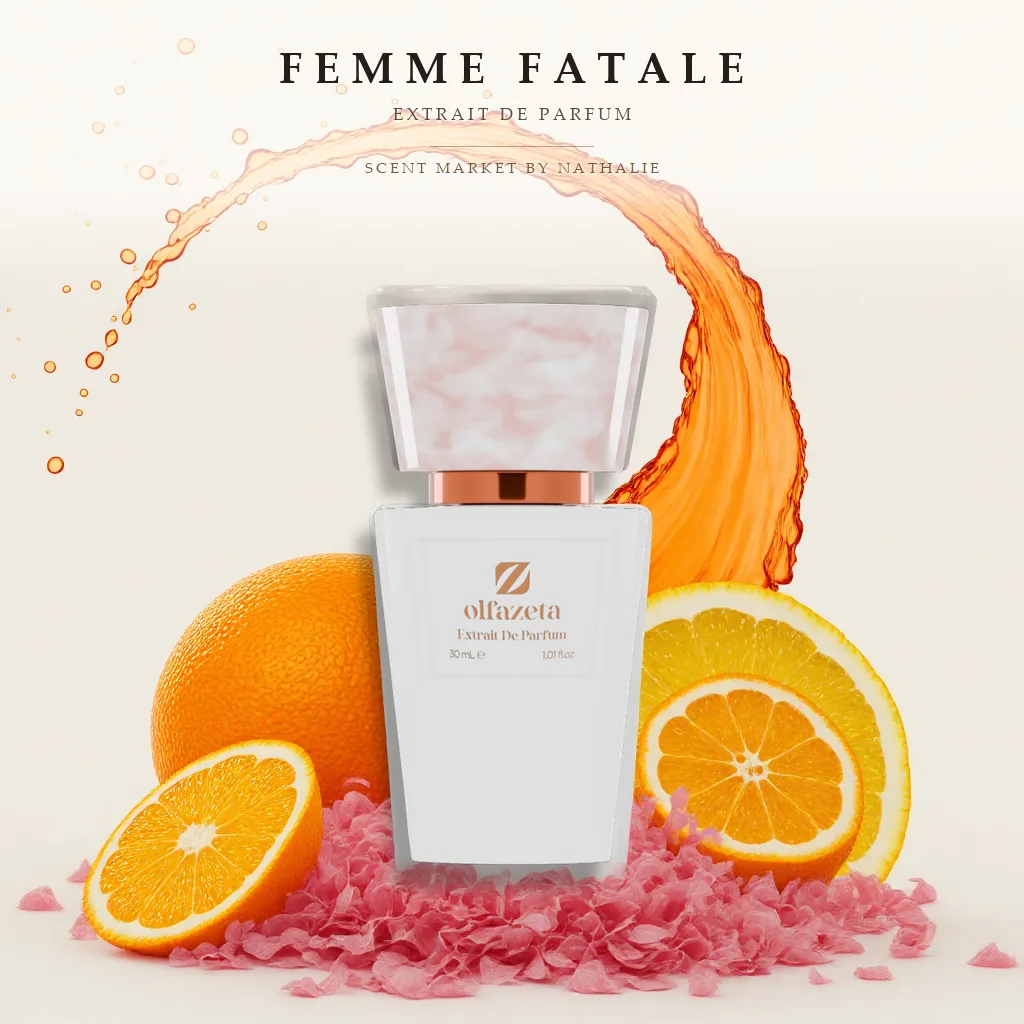 Femme Fatale – Flakon mit den Zutaten seiner Duftnoten