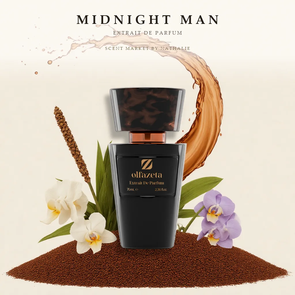 Midnight Man – Flakon mit den Zutaten seiner Duftnoten
