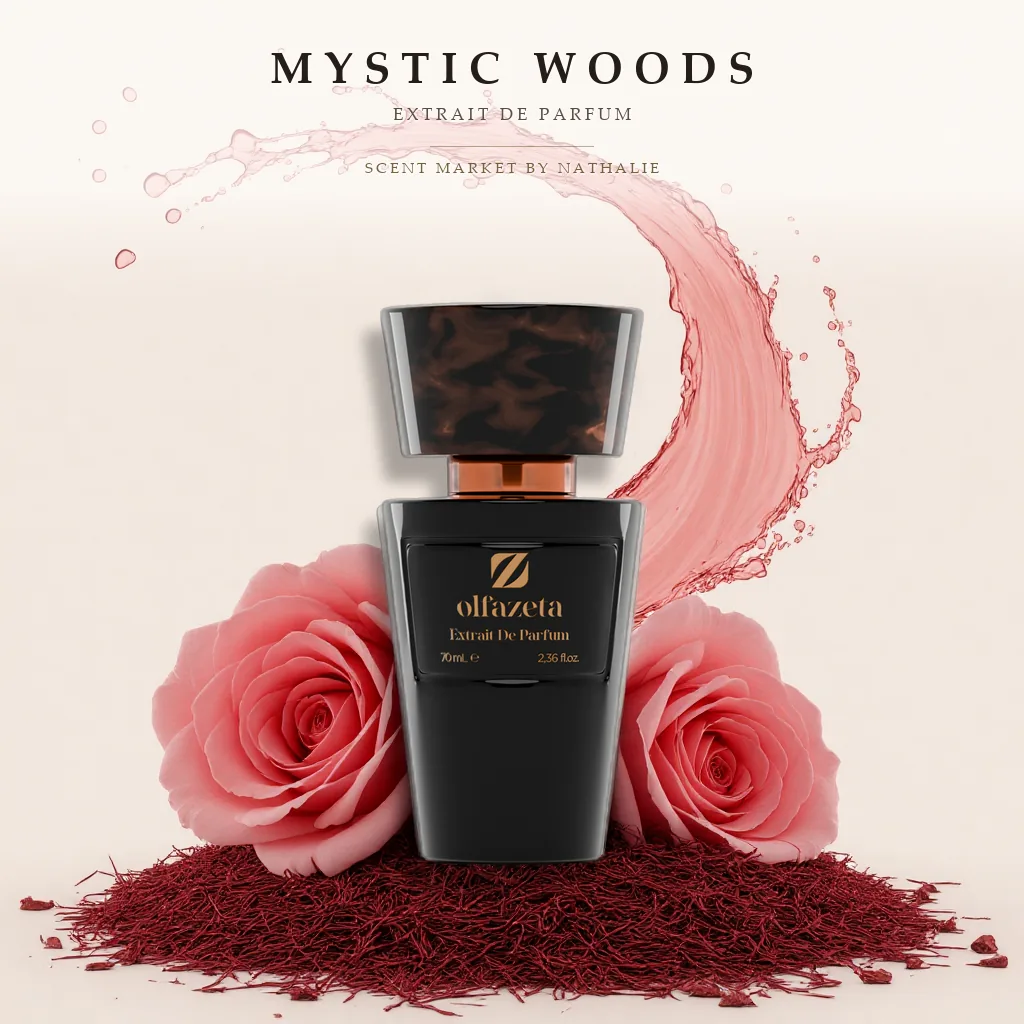 Mystic Woods – Flakon mit den Zutaten seiner Duftnoten