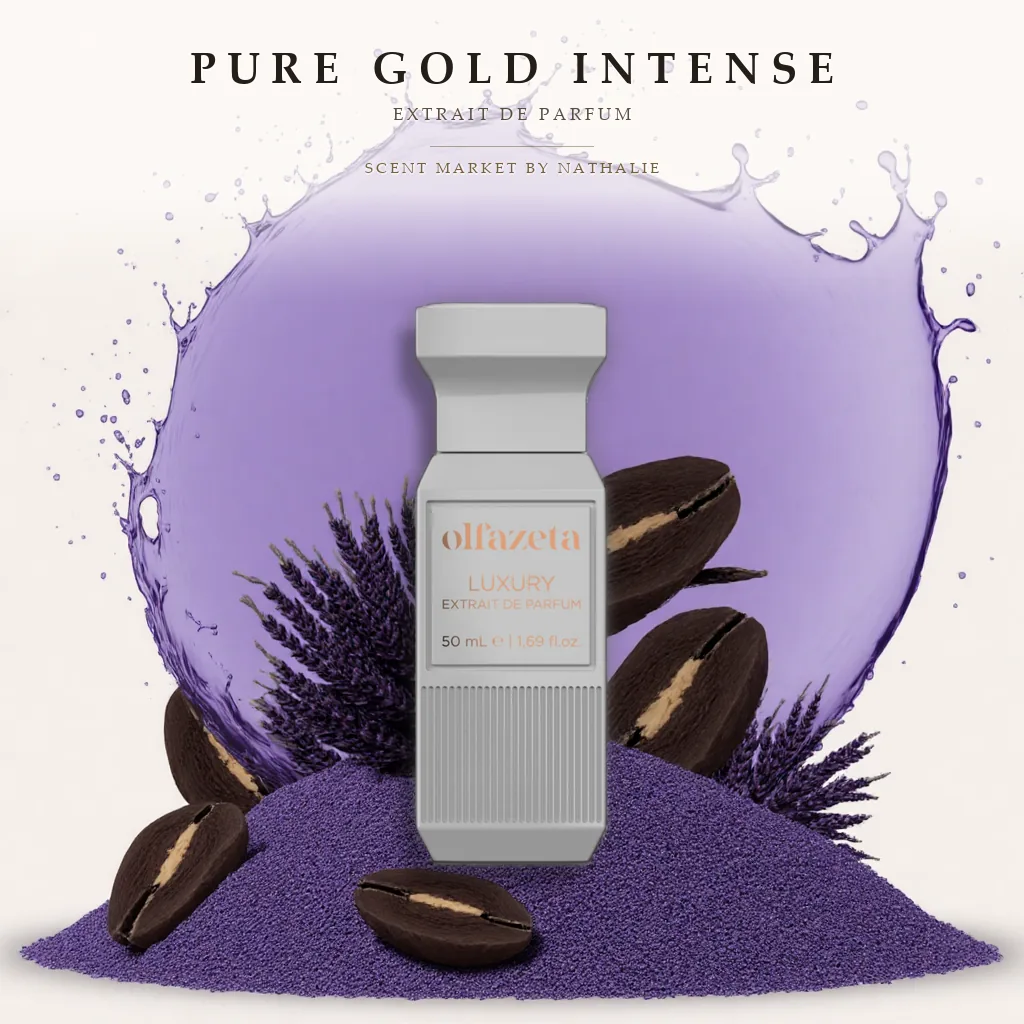 Pure Gold Intense – Flakon mit den Zutaten seiner Duftnoten