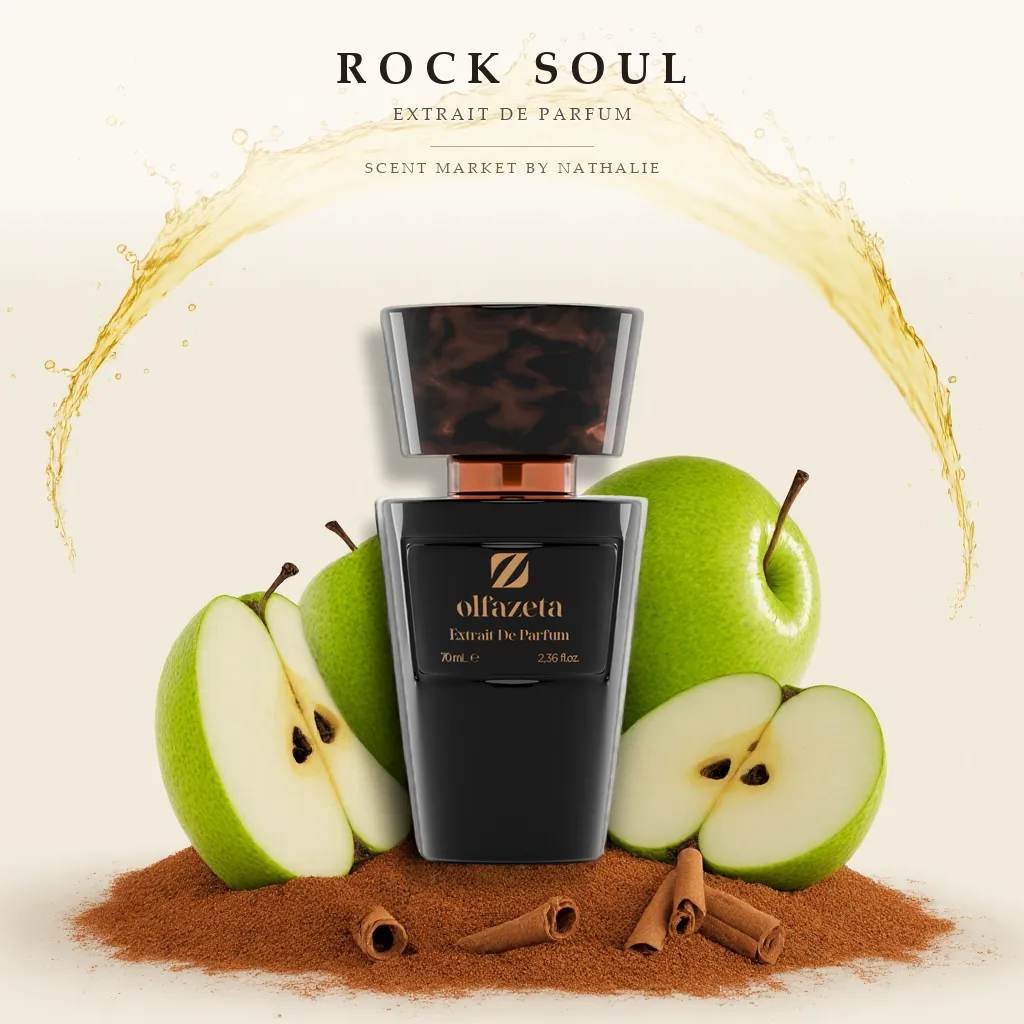 Rock Soul – Flakon mit den Zutaten seiner Duftnoten