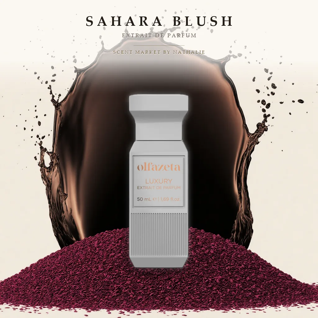 Sahara Blush – Flakon mit den Zutaten seiner Duftnoten