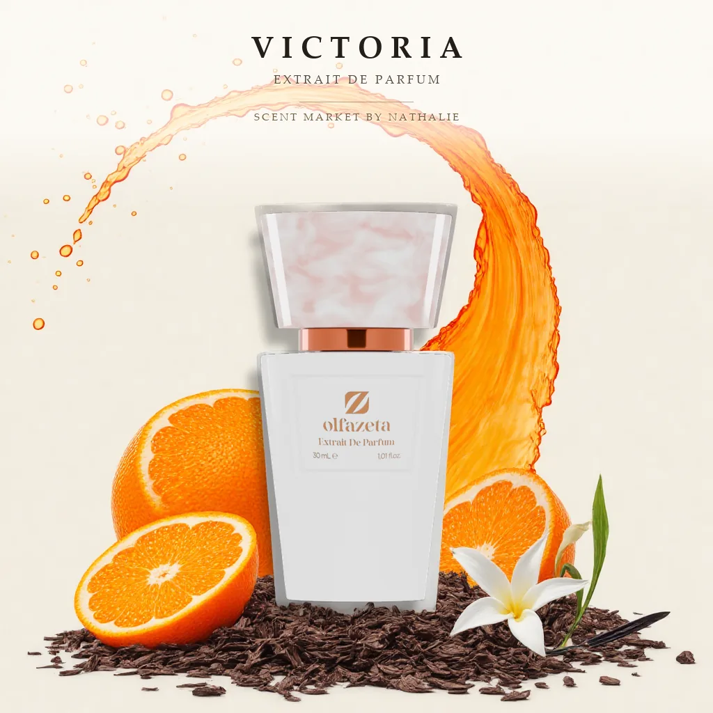Victoria – Flakon mit den Zutaten seiner Duftnoten