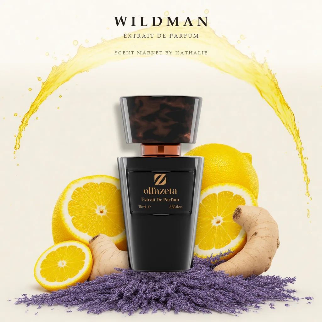 Wildman – Flakon mit den Zutaten seiner Duftnoten